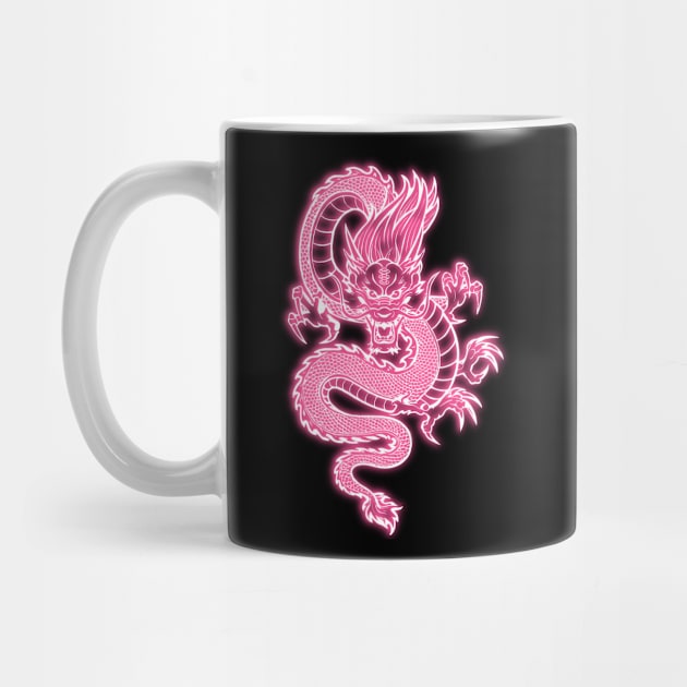 Light Pink Neon Glow Traditional Chinese Dragon by la chataigne qui vole ⭐⭐⭐⭐⭐